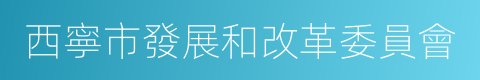 西寧市發展和改革委員會的同義詞