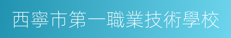 西寧市第一職業技術學校的同義詞