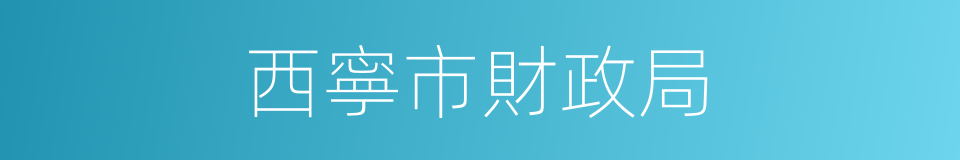 西寧市財政局的同義詞
