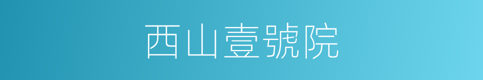 西山壹號院的同義詞