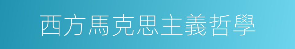 西方馬克思主義哲學的同義詞