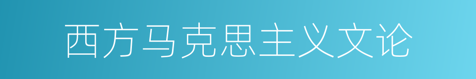 西方马克思主义文论的同义词