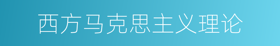 西方马克思主义理论的同义词