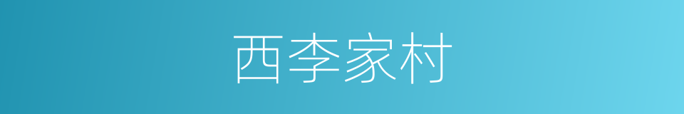 西李家村的同义词