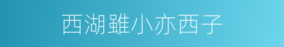 西湖雖小亦西子的同義詞