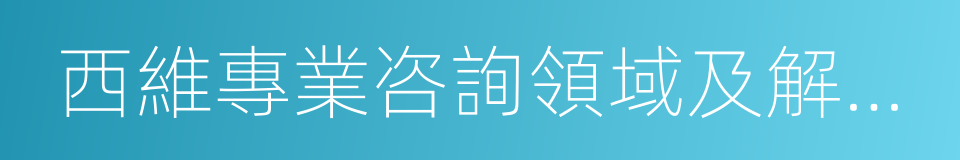西維專業咨詢領域及解決方案的同義詞
