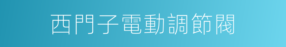 西門子電動調節閥的同義詞