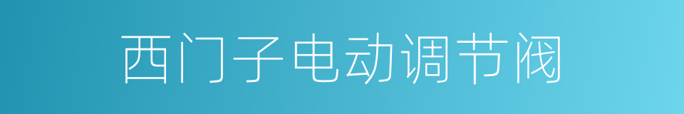 西门子电动调节阀的同义词