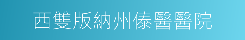西雙版納州傣醫醫院的同義詞