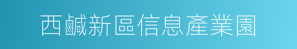 西鹹新區信息產業園的同義詞