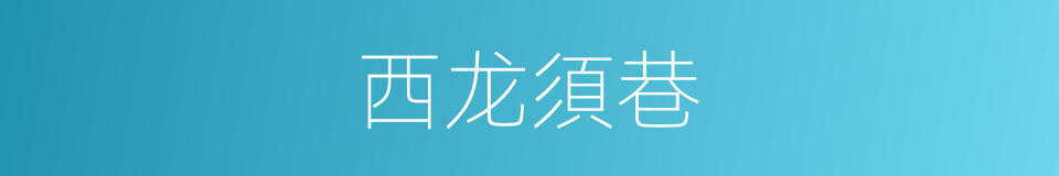 西龙須巷的同義詞