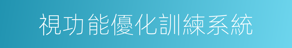 視功能優化訓練系統的同義詞