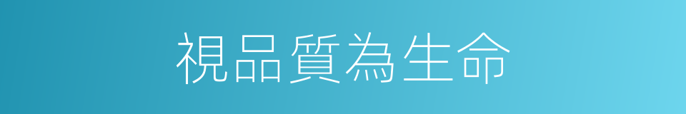視品質為生命的同義詞