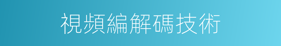 視頻編解碼技術的同義詞