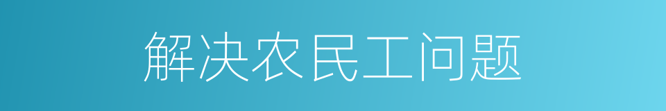 解决农民工问题的同义词