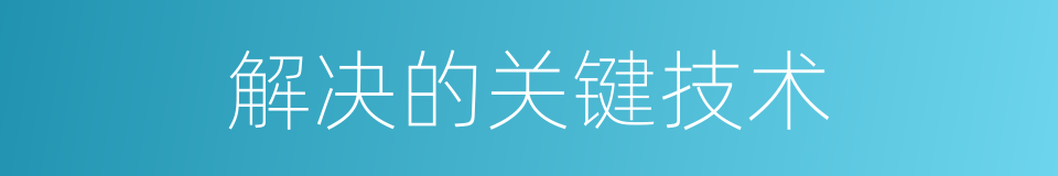 解决的关键技术的同义词