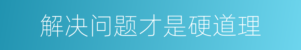 解决问题才是硬道理的同义词