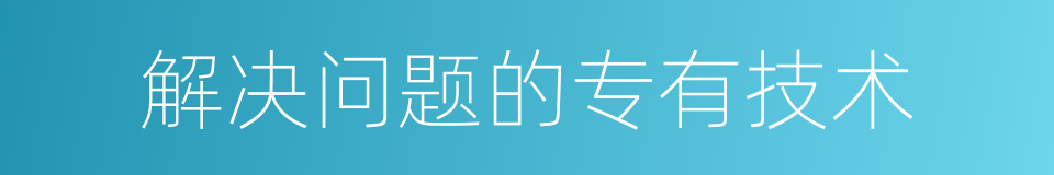 解决问题的专有技术的同义词