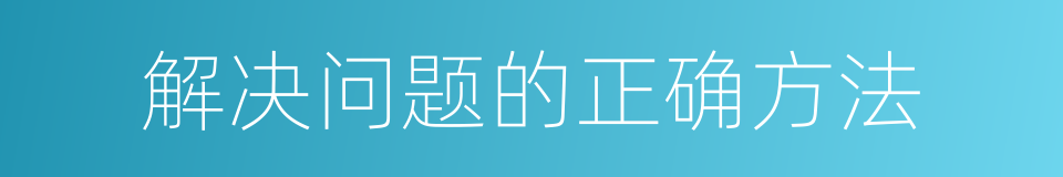 解决问题的正确方法的同义词