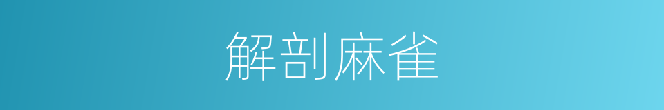 解剖麻雀的意思