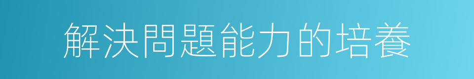解決問題能力的培養的同義詞