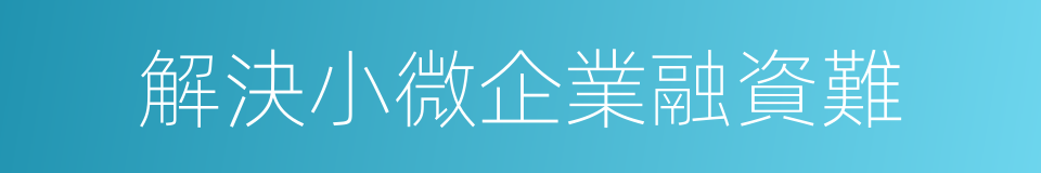 解決小微企業融資難的同義詞