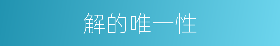 解的唯一性的同义词
