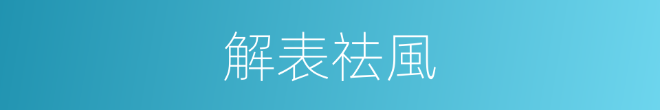 解表祛風的同義詞