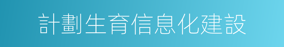 計劃生育信息化建設的同義詞