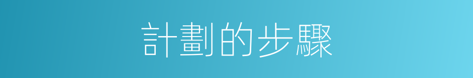 計劃的步驟的同義詞