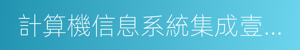 計算機信息系統集成壹級資質的同義詞