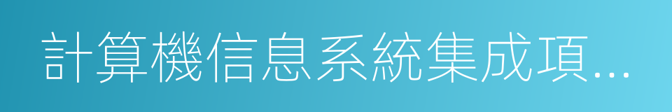 計算機信息系統集成項目經理的同義詞