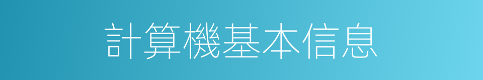 計算機基本信息的同義詞