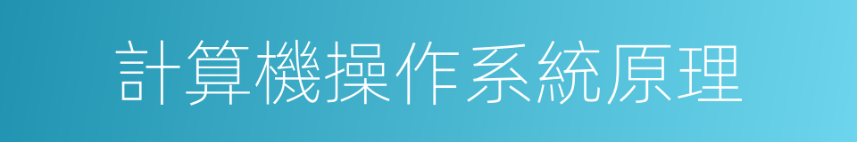 計算機操作系統原理的同義詞