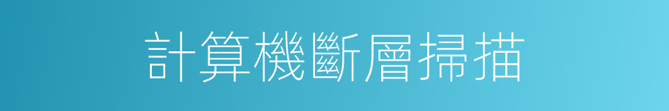 計算機斷層掃描的意思