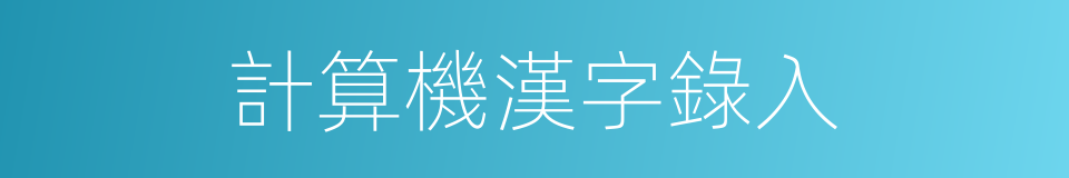 計算機漢字錄入的同義詞