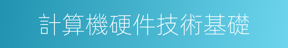 計算機硬件技術基礎的同義詞