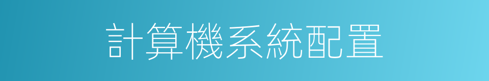 計算機系統配置的同義詞