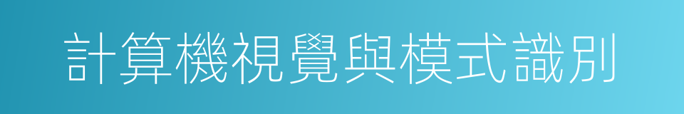 計算機視覺與模式識別的同義詞