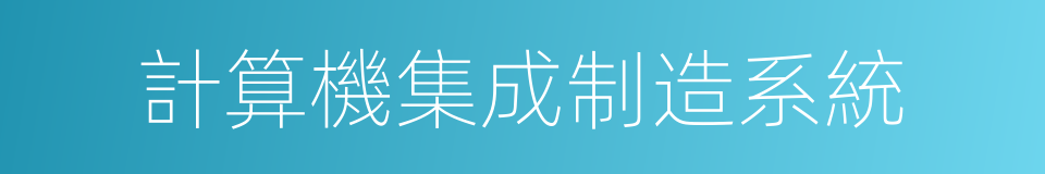 計算機集成制造系統的同義詞