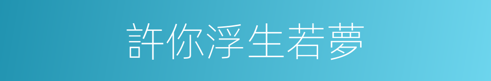 許你浮生若夢的同義詞