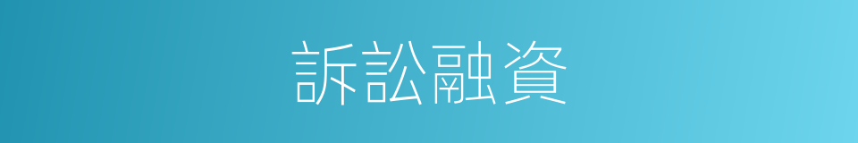 訴訟融資的意思