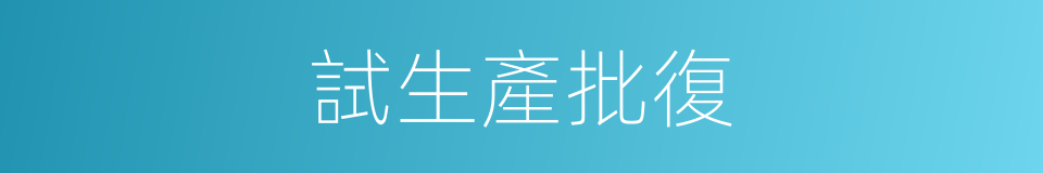 試生產批復的同義詞