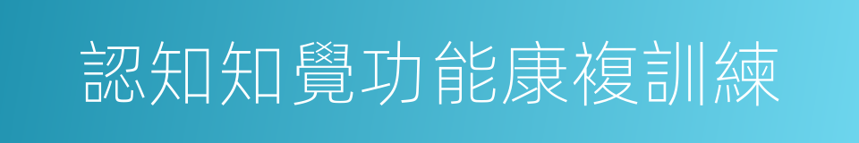 認知知覺功能康複訓練的同義詞