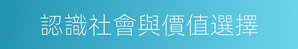 認識社會與價值選擇的同義詞