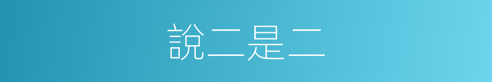 說二是二的同義詞