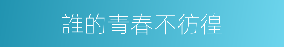 誰的青春不彷徨的同義詞