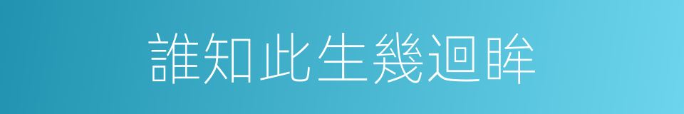 誰知此生幾迴眸的同義詞