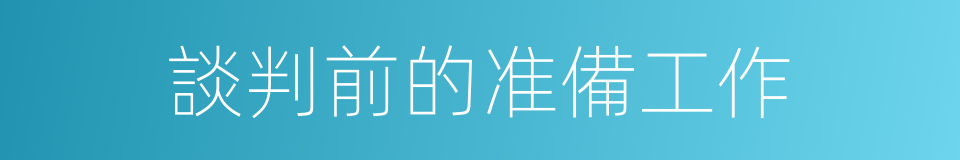 談判前的准備工作的同義詞