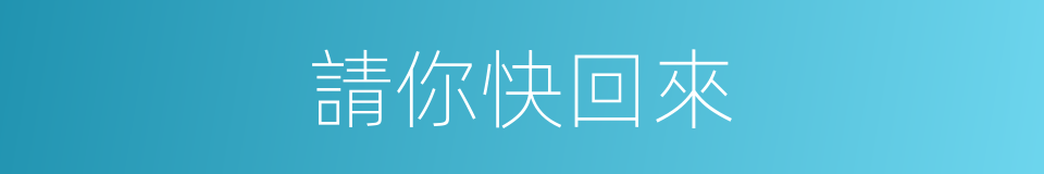 請你快回來的同義詞